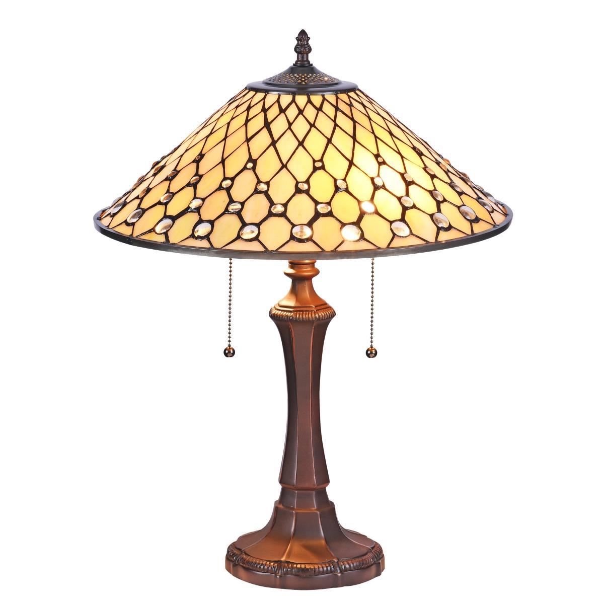 Ch35945aj16-tl2 Fanny Tiffany-style Victorian 2 Light Table Lamp - 16 In.