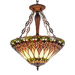 Ch36933gv20-uh3 Walden Tiffany-style 3 Light Inverted Ceiling Pendant - 20 In. Shade
