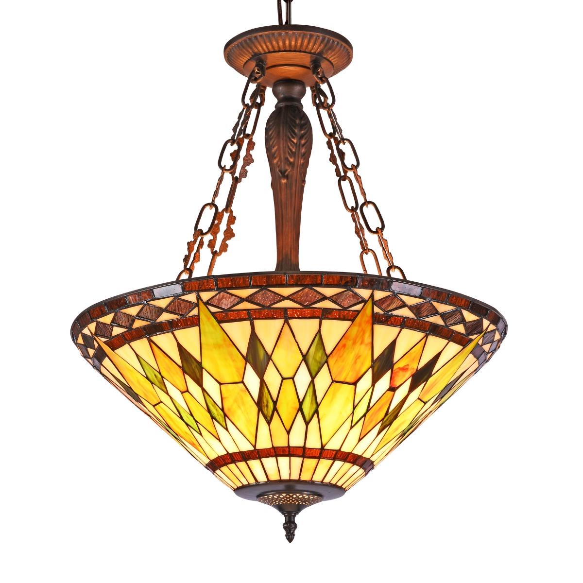 Ch36935ag20-uh3 Aiken Tiffany-style 3 Light Inverted Ceiling Pendant - 20 In. Shade