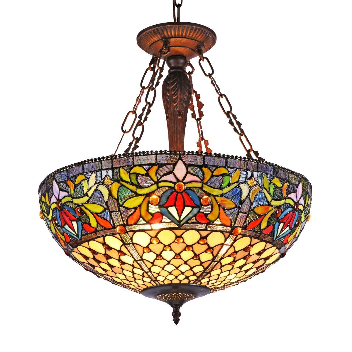 Ch36939gv20-uh3 Fallon Tiffany-style 3 Light Inverted Ceiling Pendant - 20 In. Shade
