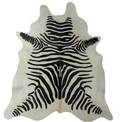 1001-04 Black & White Stenciled Zebra Brazilian Cowhide Rug