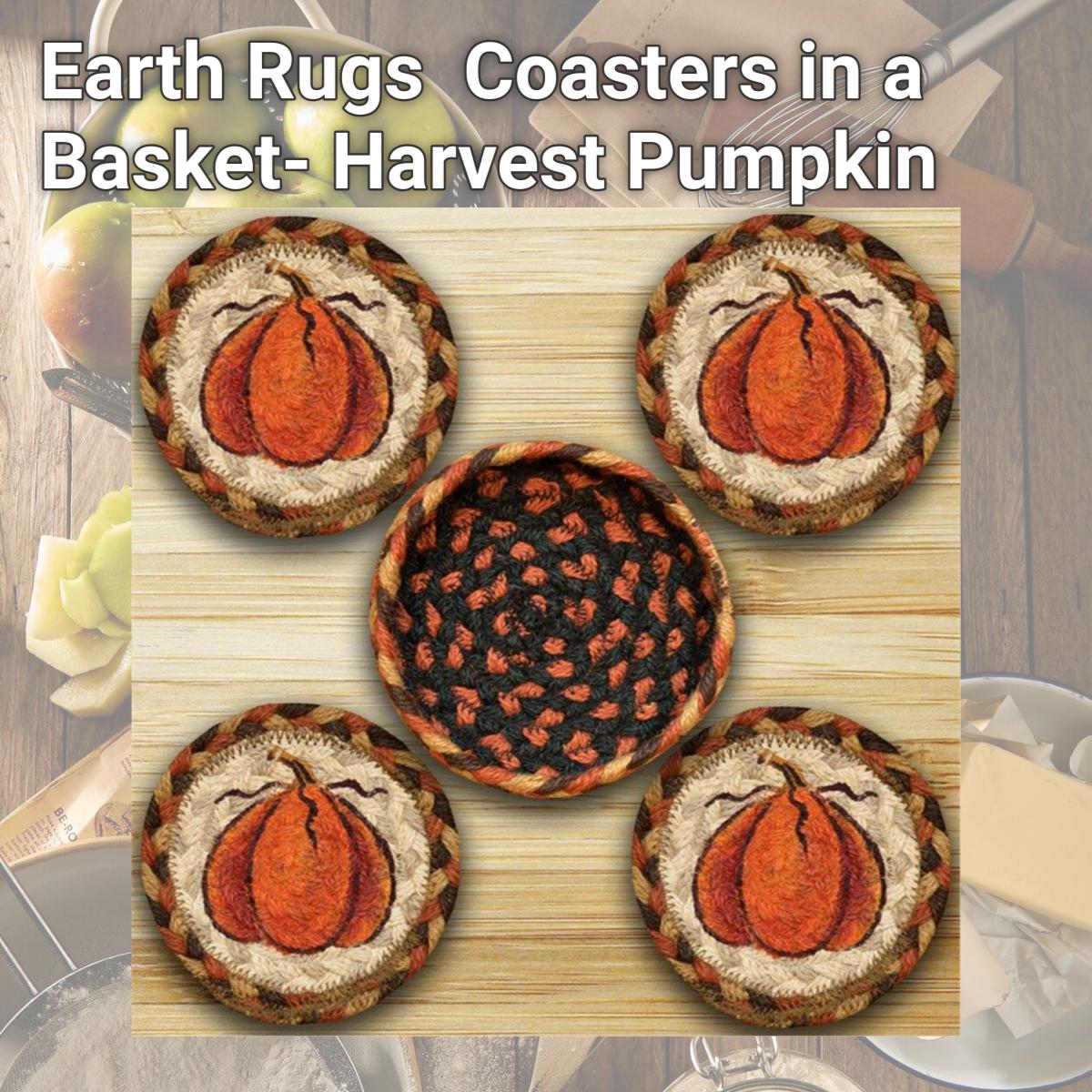 Picture of Earth Rugs 29-CB222HP Coasters in a Basket- Harvest Pumpkin