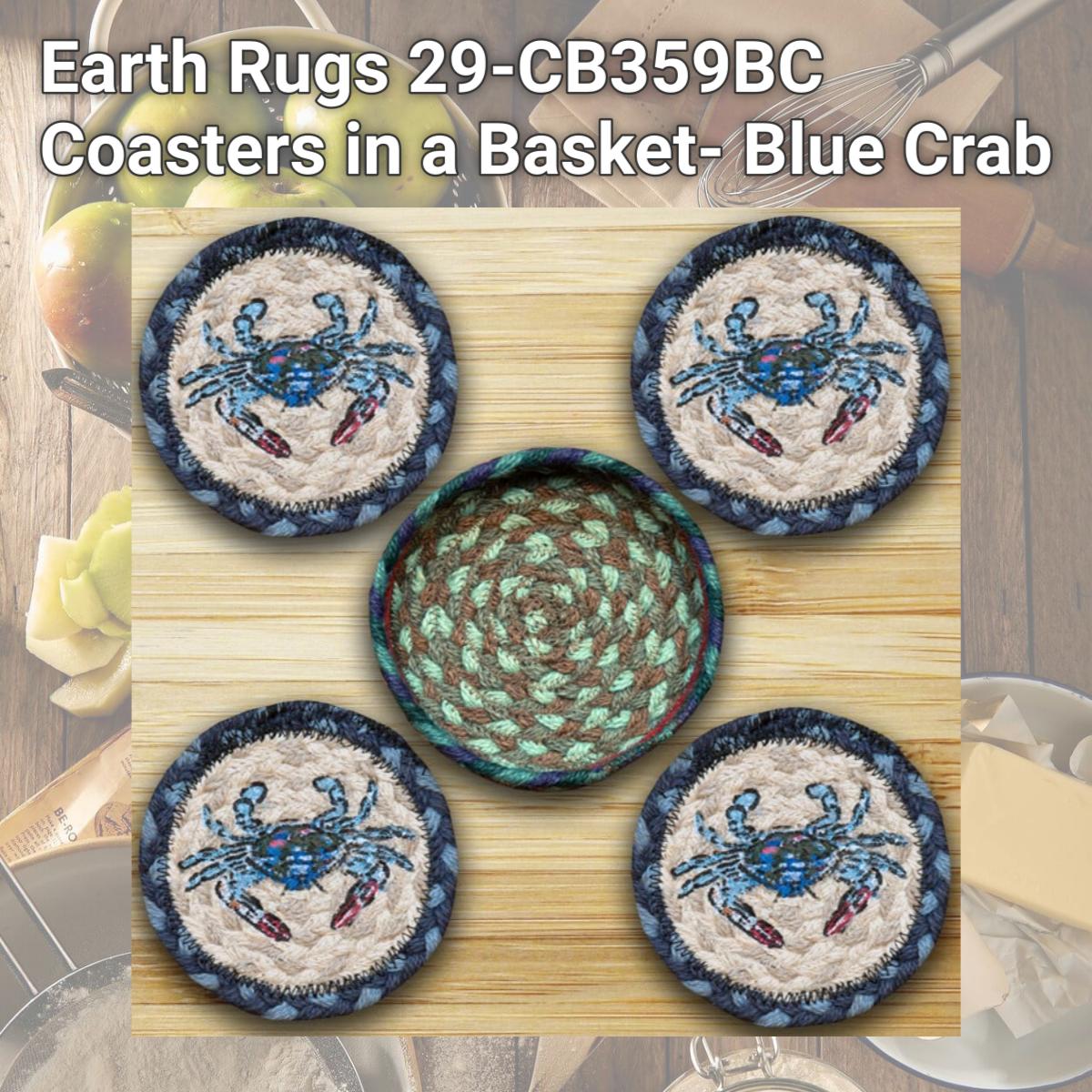Picture of Earth Rugs 29-CB359BC Coasters in a Basket- Blue Crab