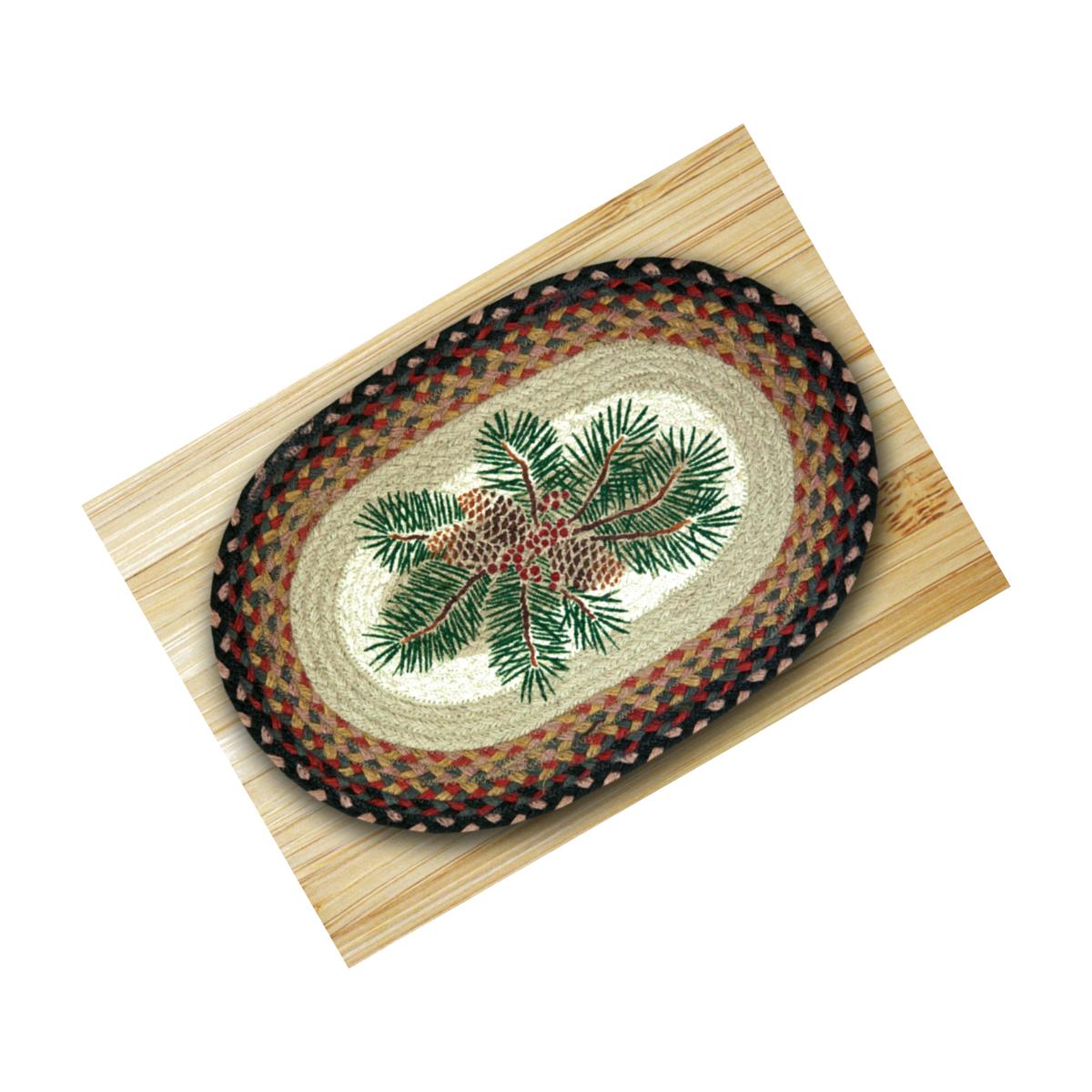 Picture of Earth Rugs 48-083PRB Oval Shaped Placemat- Pinecone Red Berry