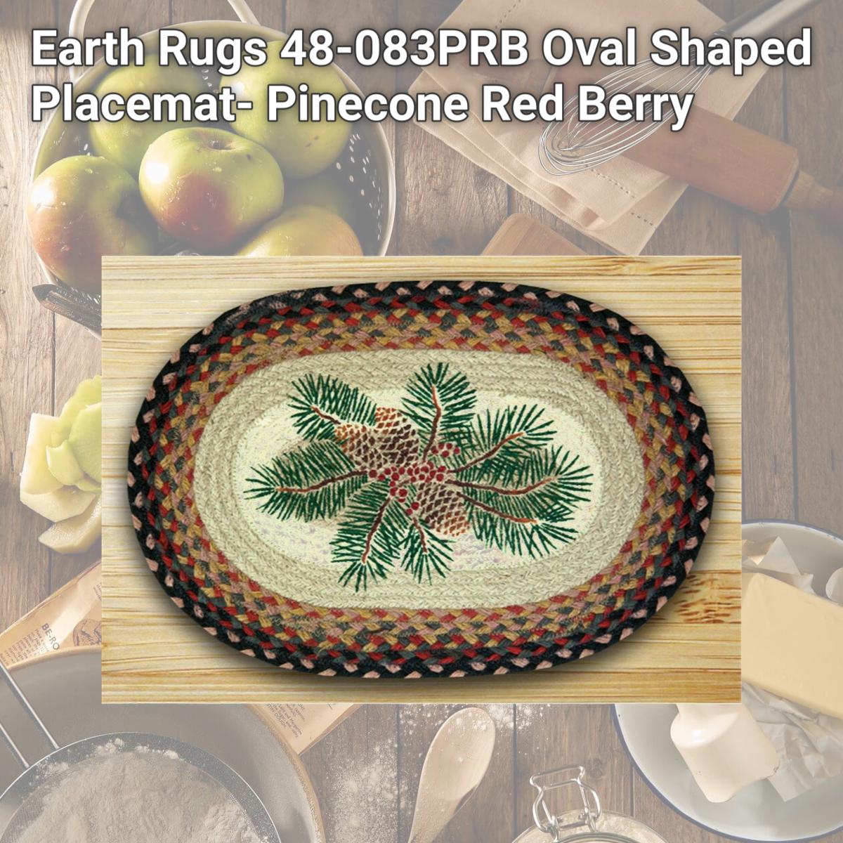 Picture of Earth Rugs 48-083PRB Oval Shaped Placemat- Pinecone Red Berry