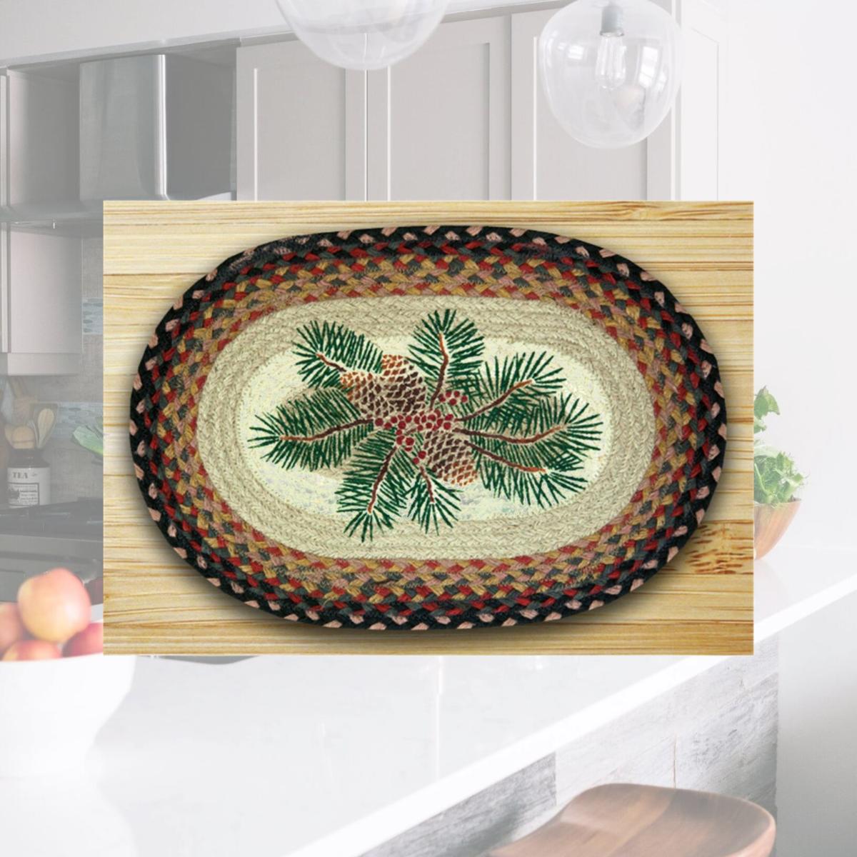Picture of Earth Rugs 48-083PRB Oval Shaped Placemat- Pinecone Red Berry