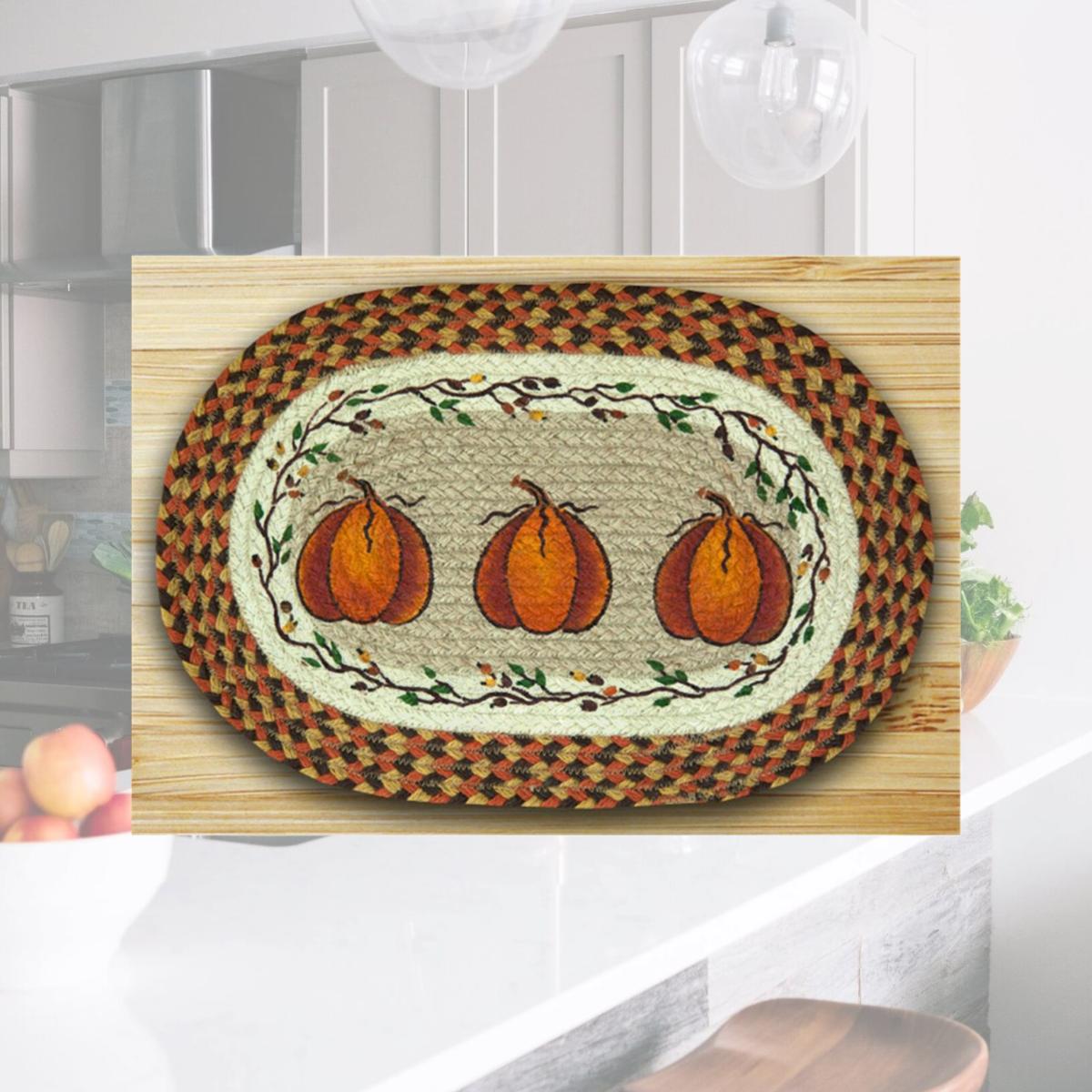 Picture of Earth Rugs 48-222HP Oval Shaped Placemat- Harvest Pumpkin