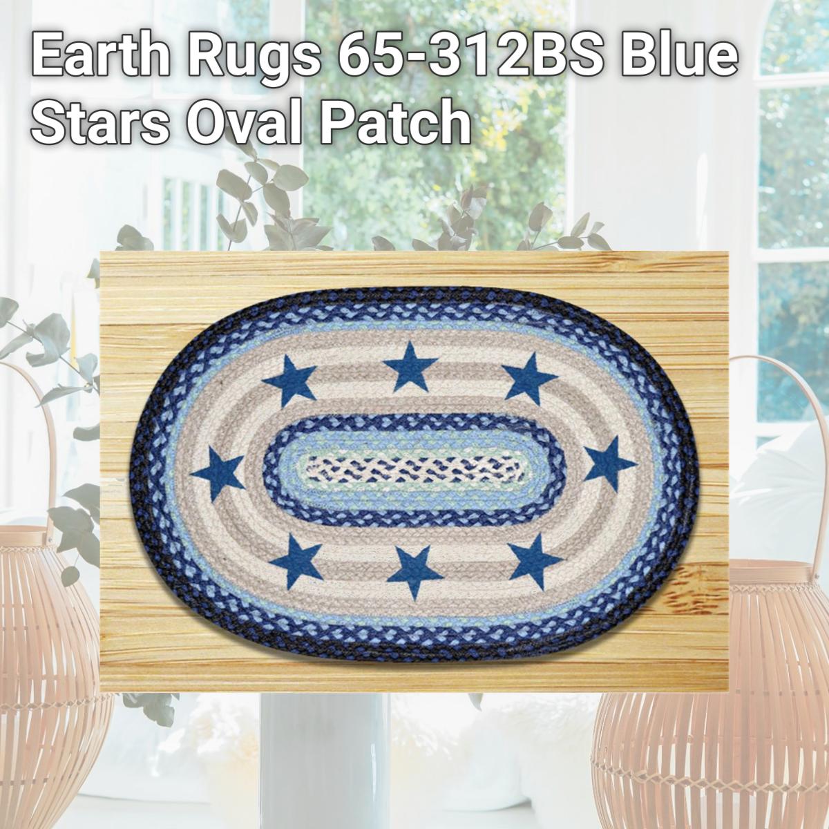 Picture of Earth Rugs 65-312BS Blue Stars Oval Patch