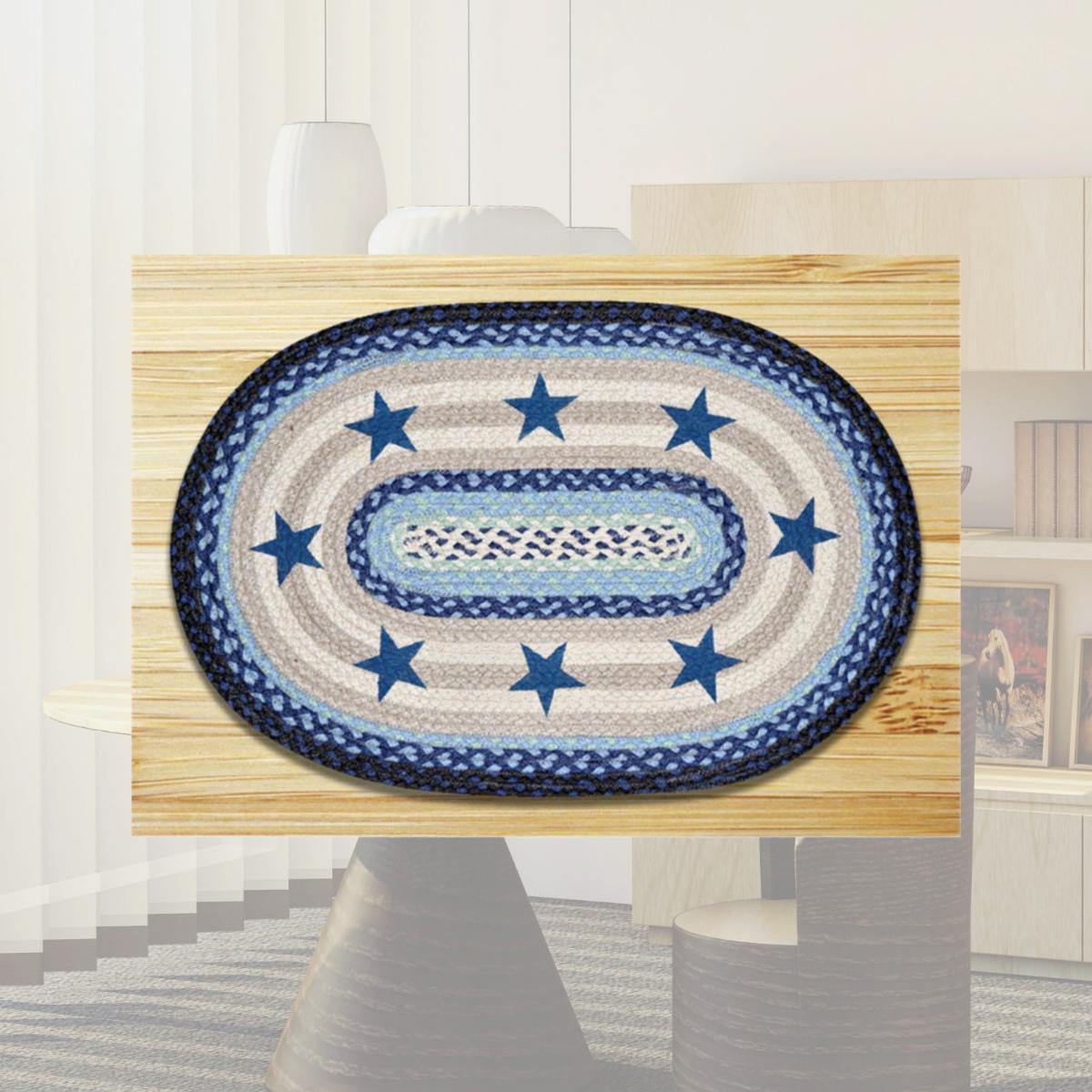 Picture of Earth Rugs 65-312BS Blue Stars Oval Patch