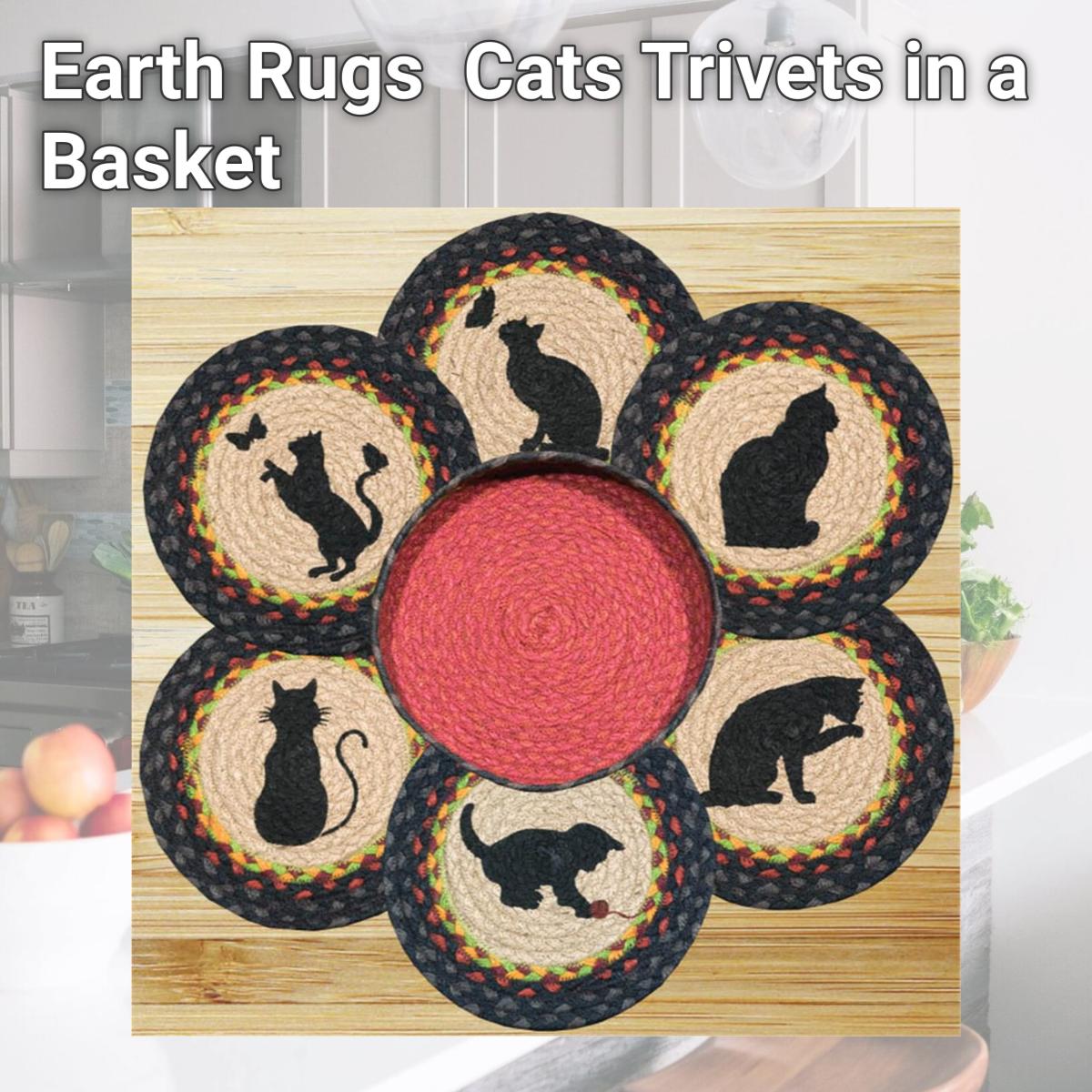 Picture of Earth Rugs 56-238C Cats Trivets in a Basket