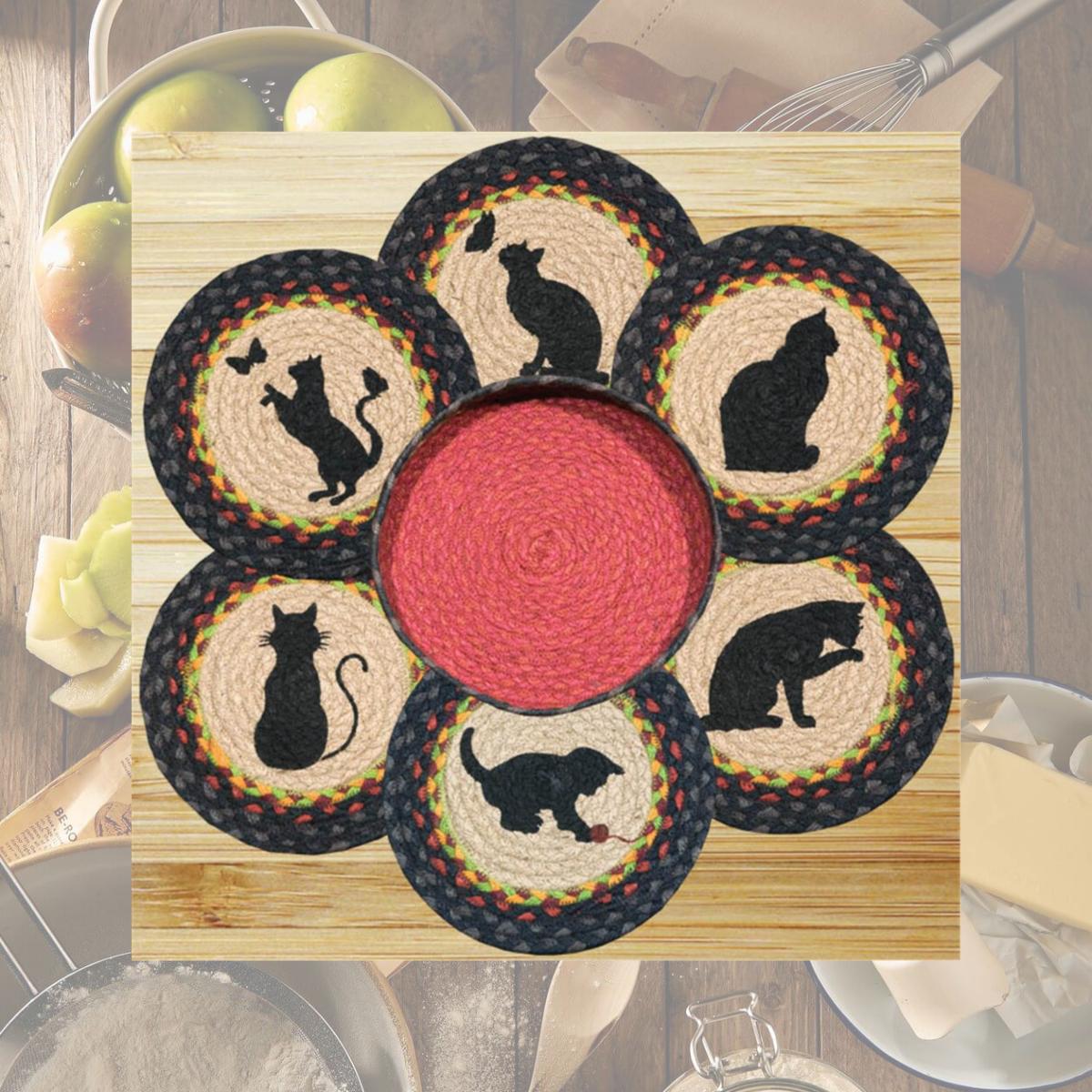 Picture of Earth Rugs 56-238C Cats Trivets in a Basket
