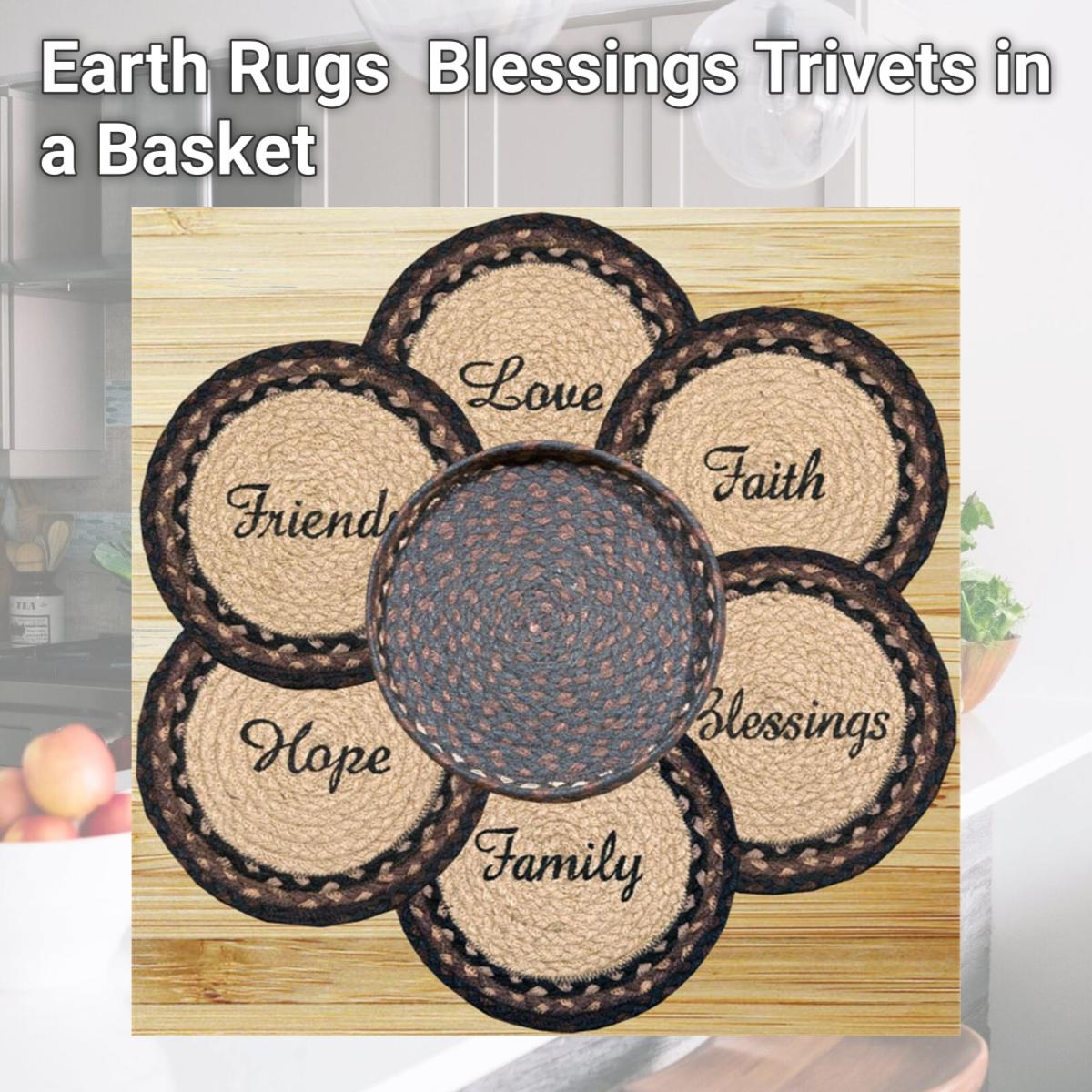 Picture of Earth Rugs 56-313B Blessings Trivets in a Basket