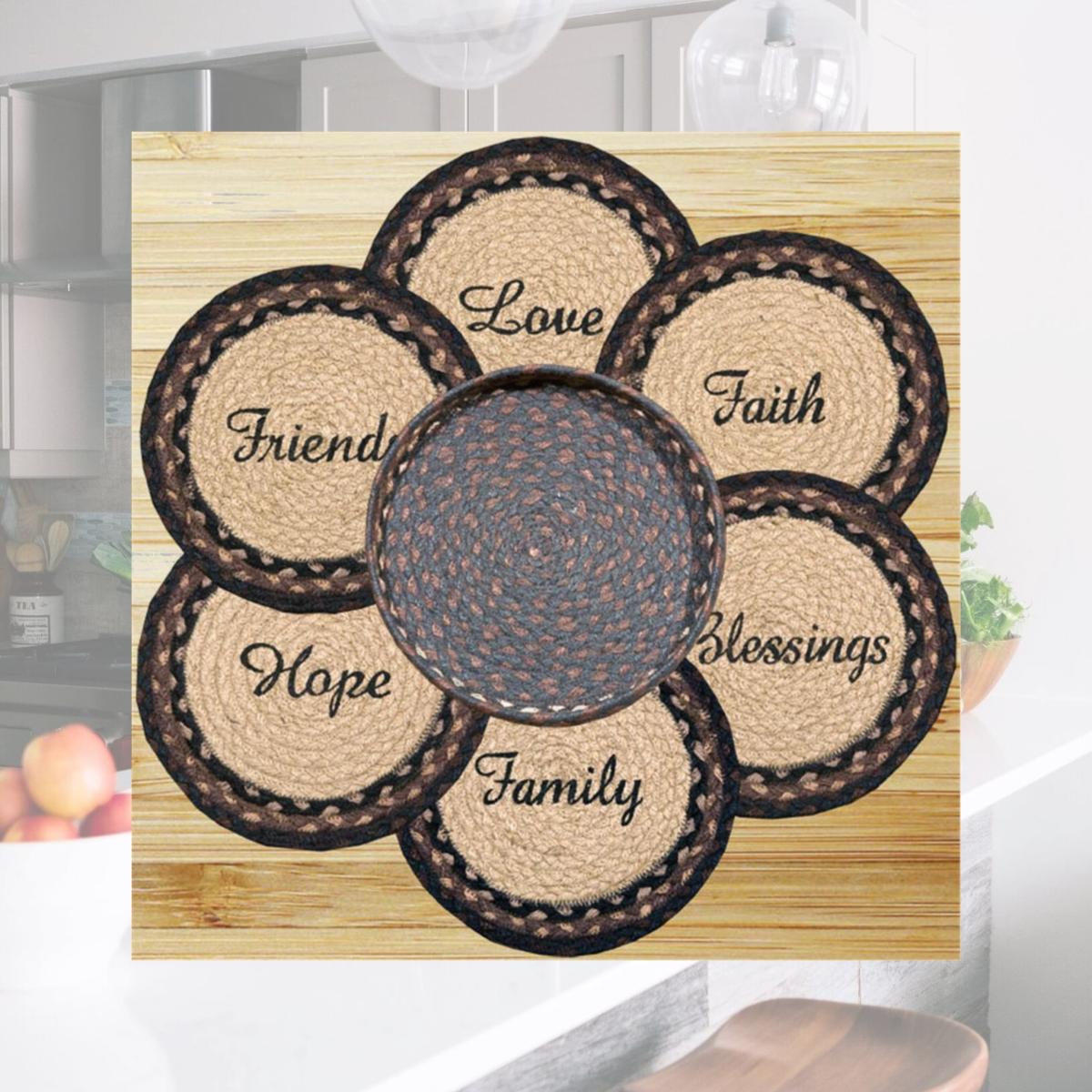 Picture of Earth Rugs 56-313B Blessings Trivets in a Basket