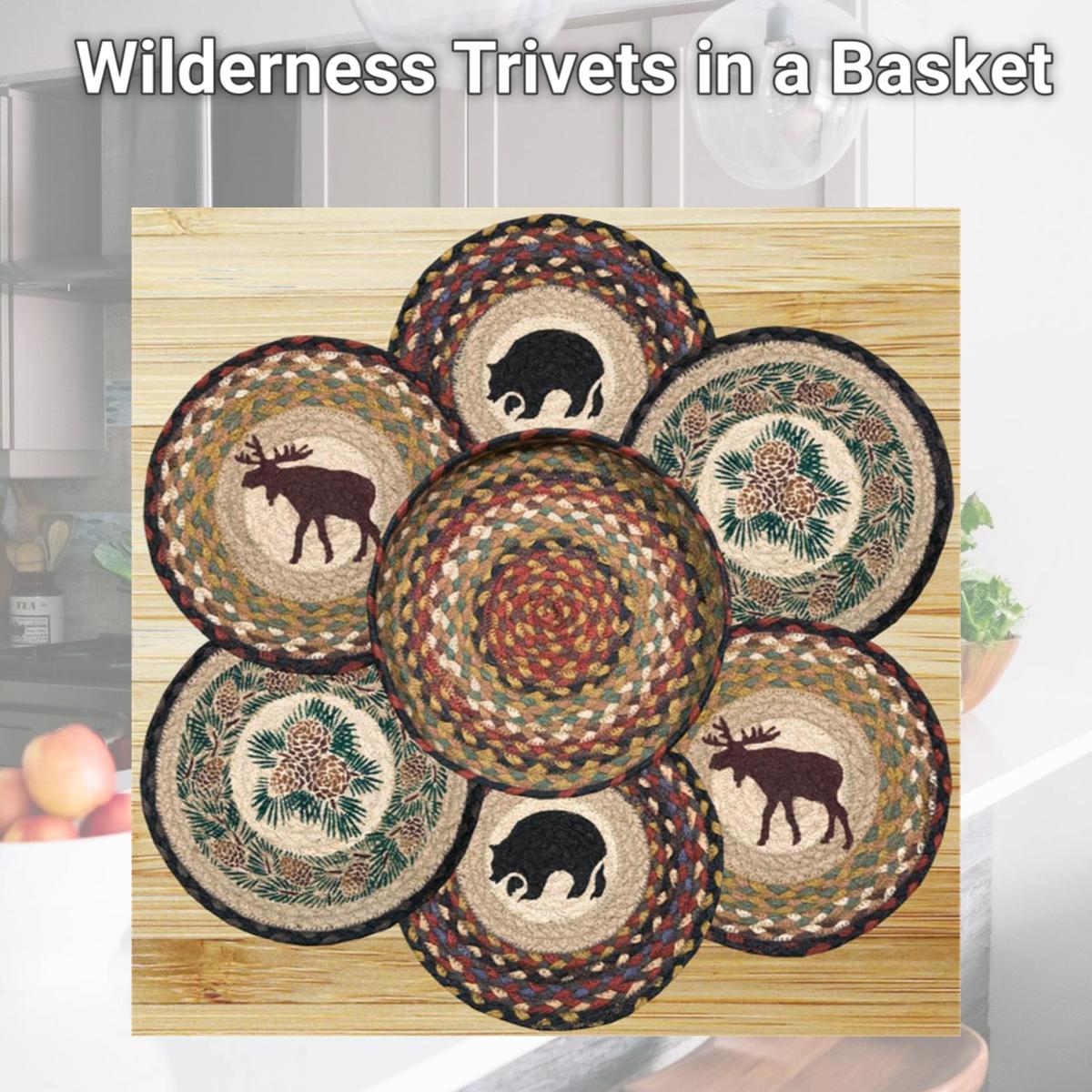 Picture of Earth Rugs 56-319W Wilderness Trivets in a Basket