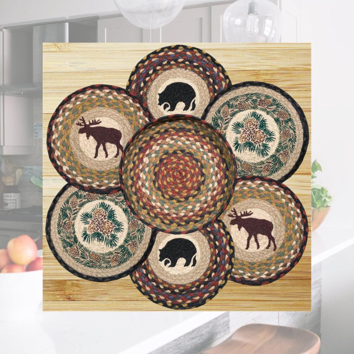 Picture of Earth Rugs 56-319W Wilderness Trivets in a Basket