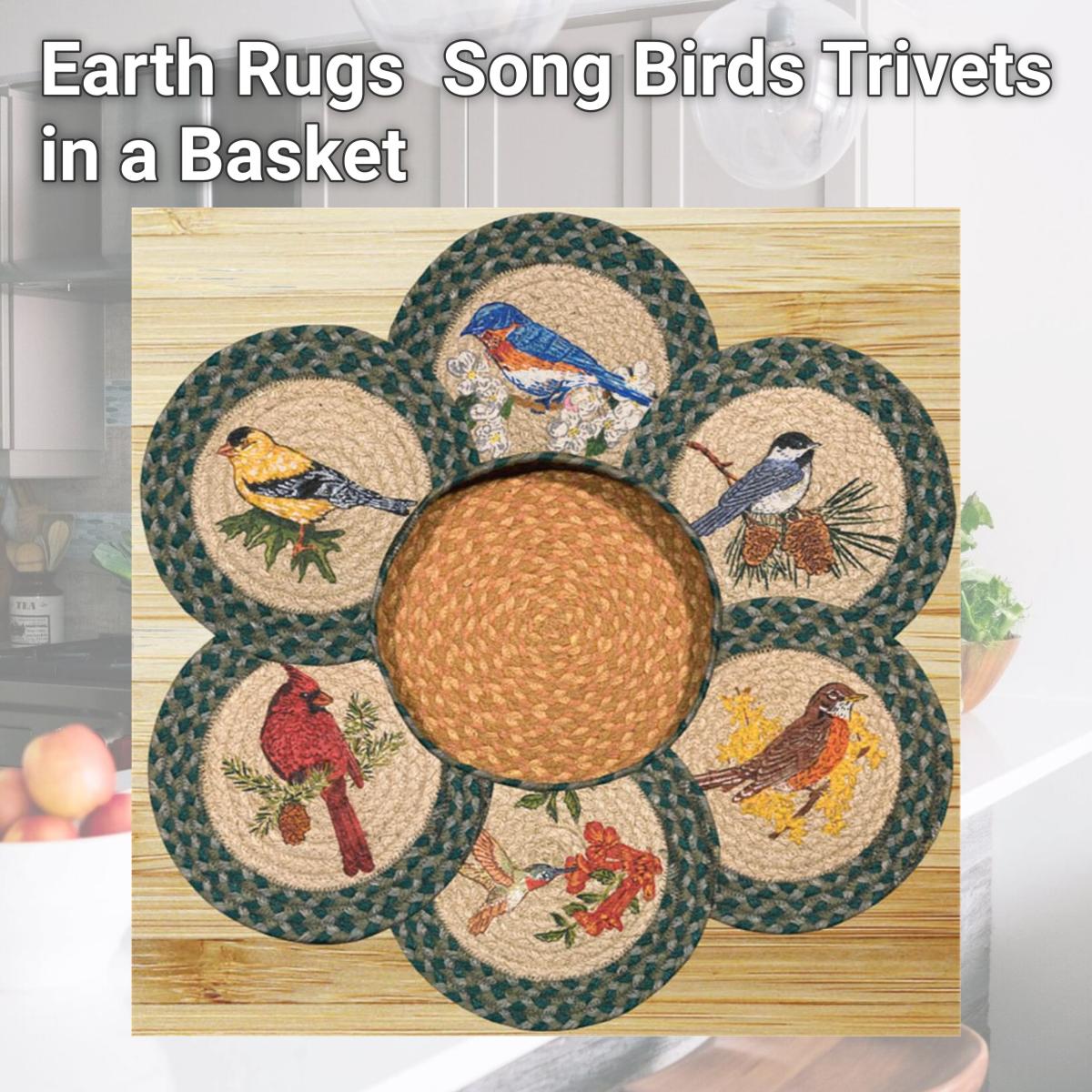 Picture of Earth Rugs 56-365SB Song Birds Trivets in a Basket