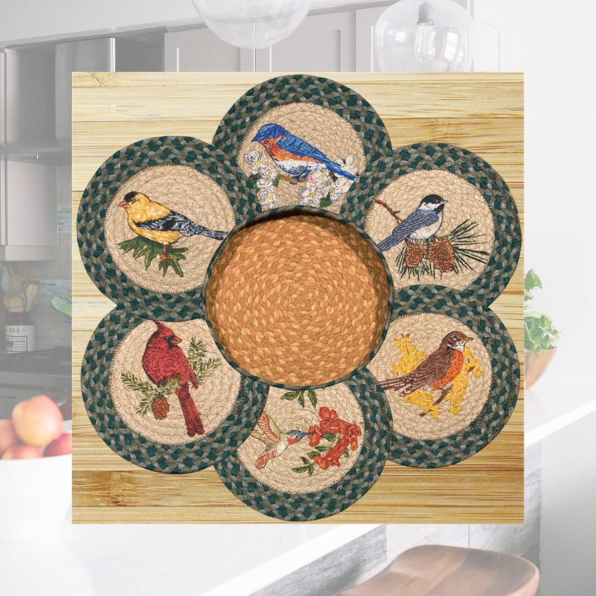 Picture of Earth Rugs 56-365SB Song Birds Trivets in a Basket