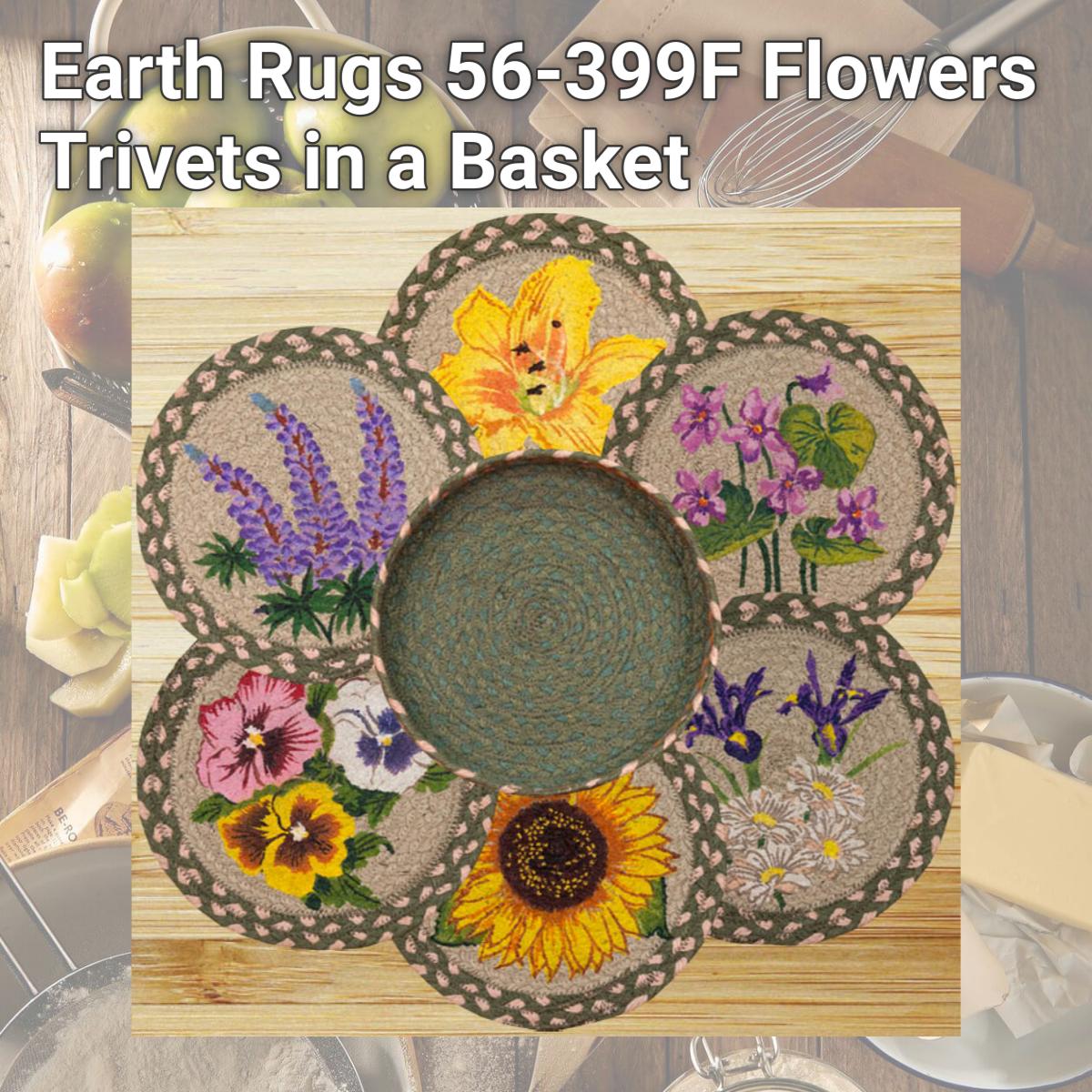 Picture of Earth Rugs 56-399F Flowers Trivets in a Basket