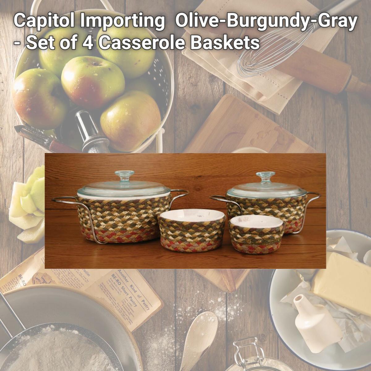 Picture of Capitol Importing 36-CB024 Olive-Burgundy-Gray - Set of 4 Casserole Baskets
