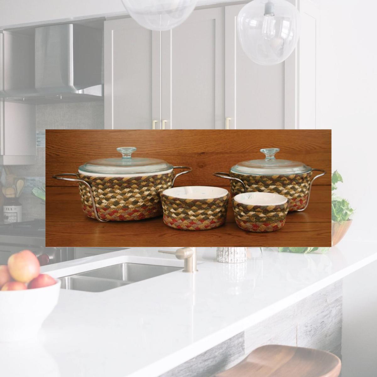 Picture of Capitol Importing 36-CB024 Olive-Burgundy-Gray - Set of 4 Casserole Baskets