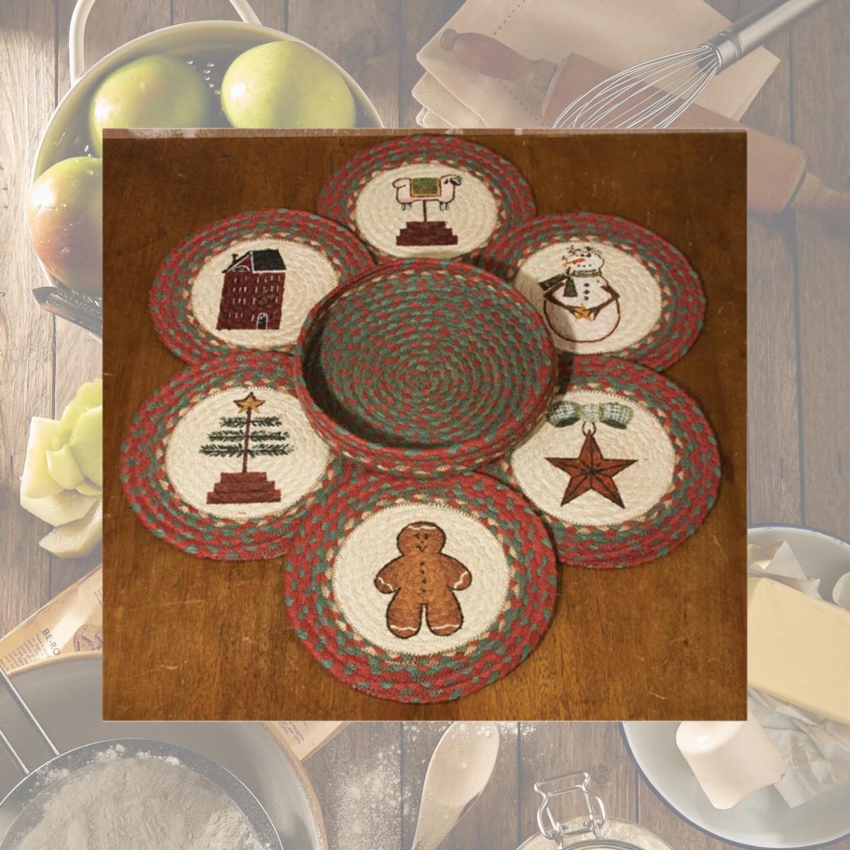 Picture of Capitol Importing 56-1120 Winter - Set of 7 Trivets in a Basket