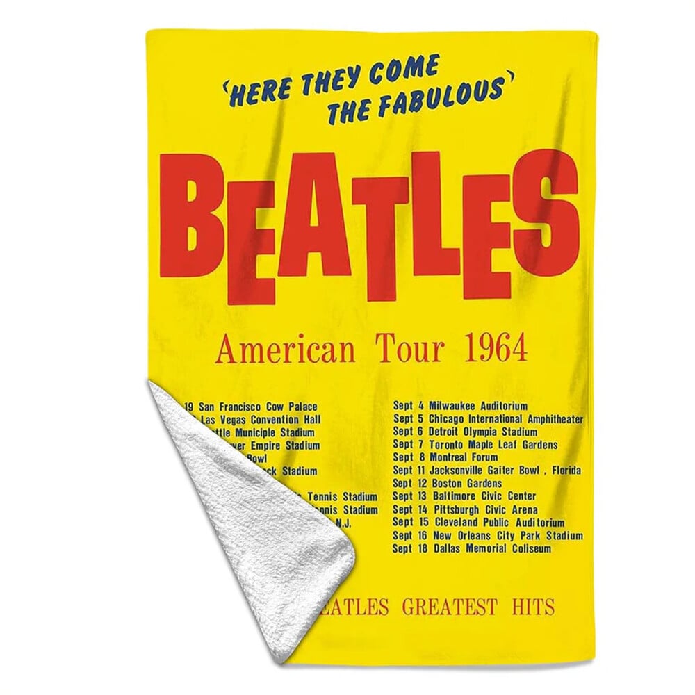 5061098716674 The Beatles America Tour Throw Blanket, Yellow - 50 x 60 in.