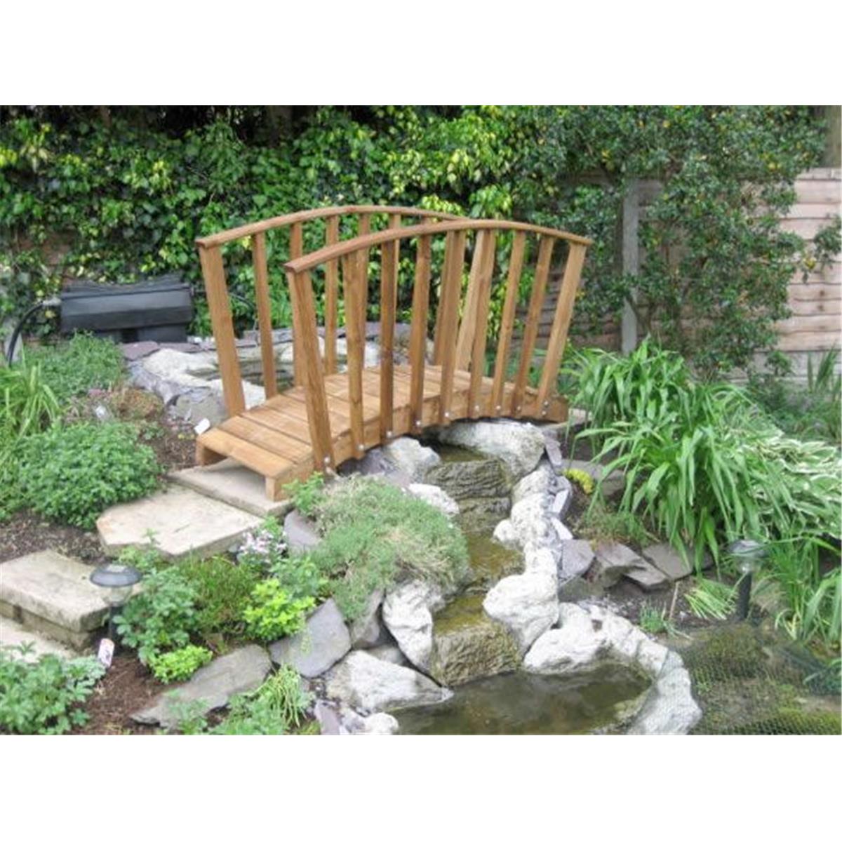 8 Ft. Monets Red Cedar Bridge With Curved Wisteria Canopy