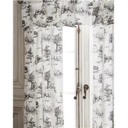 Cl-to-tv-st Toile Back In Black Tailored Valance, Linen Fabric With Black Print