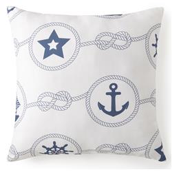 20 X 20 In. Nautical Board Square Cushion - White Background With Blue Nautical