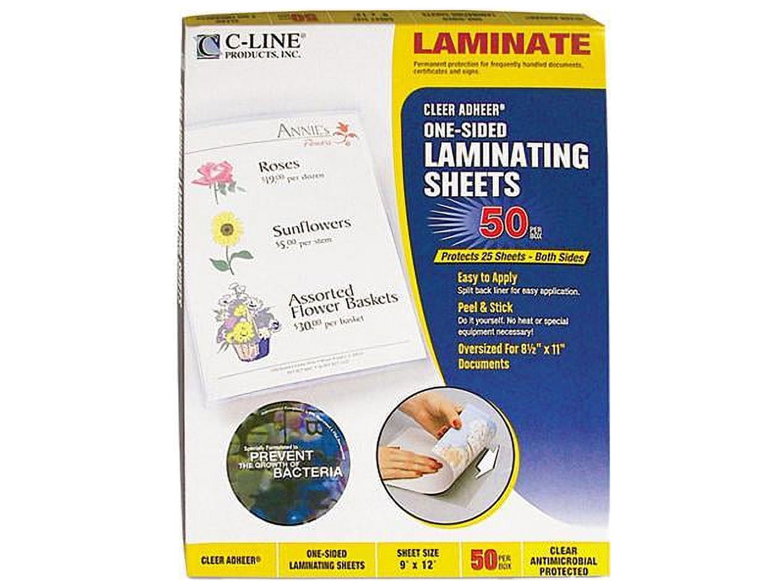 C-line Products 65009 Antimicrobial Protected Cleer Adheer Laminating Film Sheets, Clear