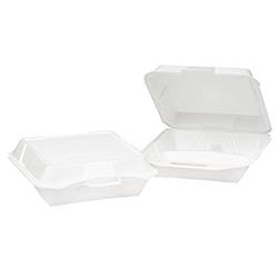 20010 White 1 In. Compartment Large Foam Hinged Carryout Container
