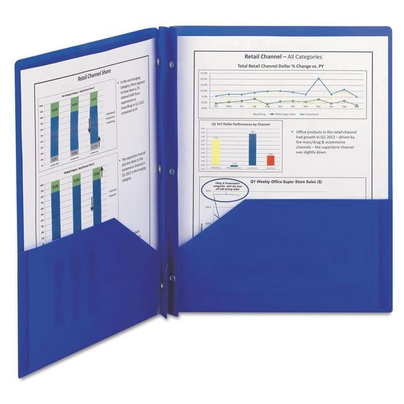 Smead Manufacturing SMD87726 Poly Two-Pocket Folder with Fasteners, Blue