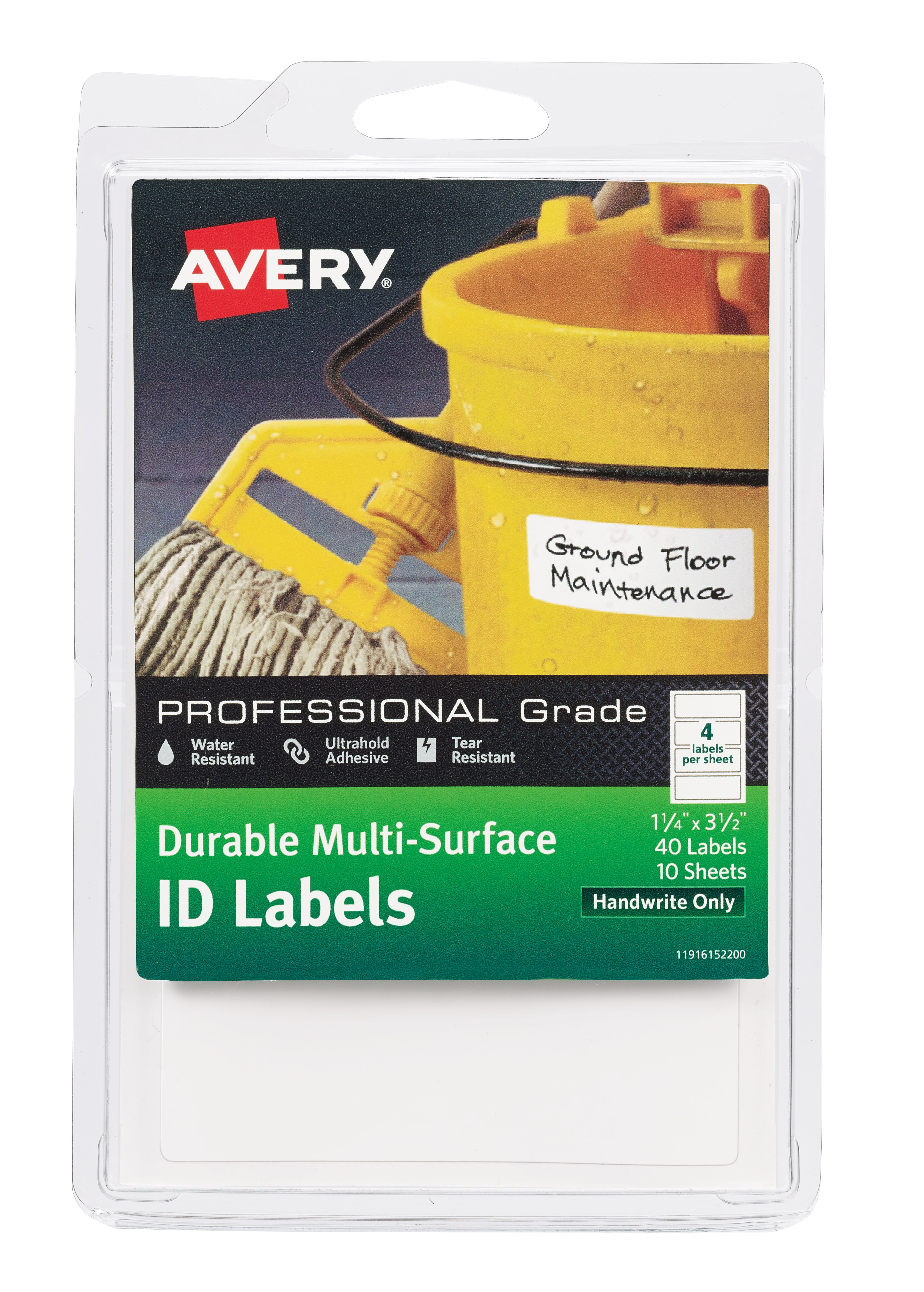 Avery Products Corporation 61522 Durable Multi Surface ID Labels Handwrite, 0.75 x 2.5 in. White - Pack 40
