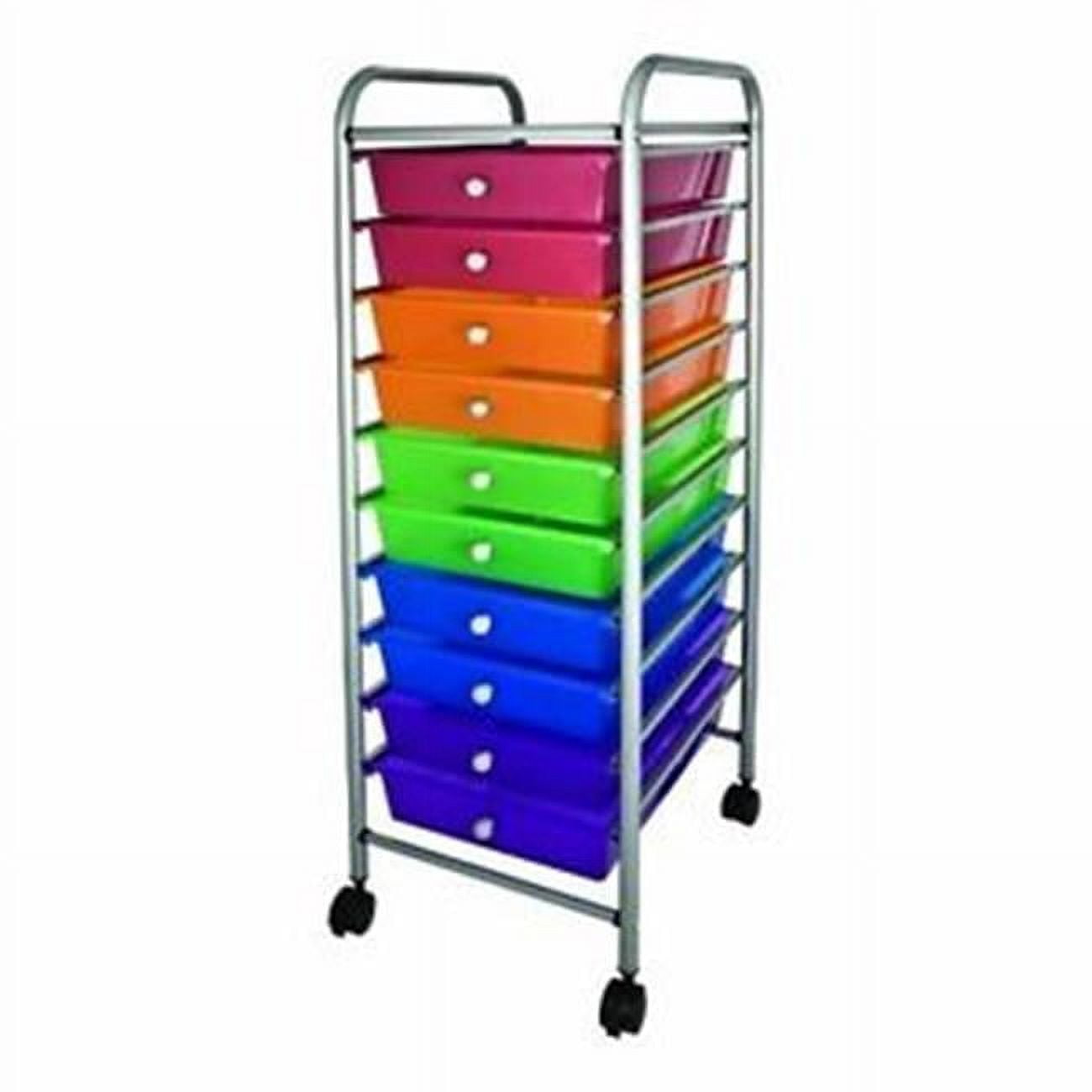 Advantus Corp.- Office 34004 10 Drawer Rolling Organizer - Multi-colored, 37.6 X 13 X 15.4 In.