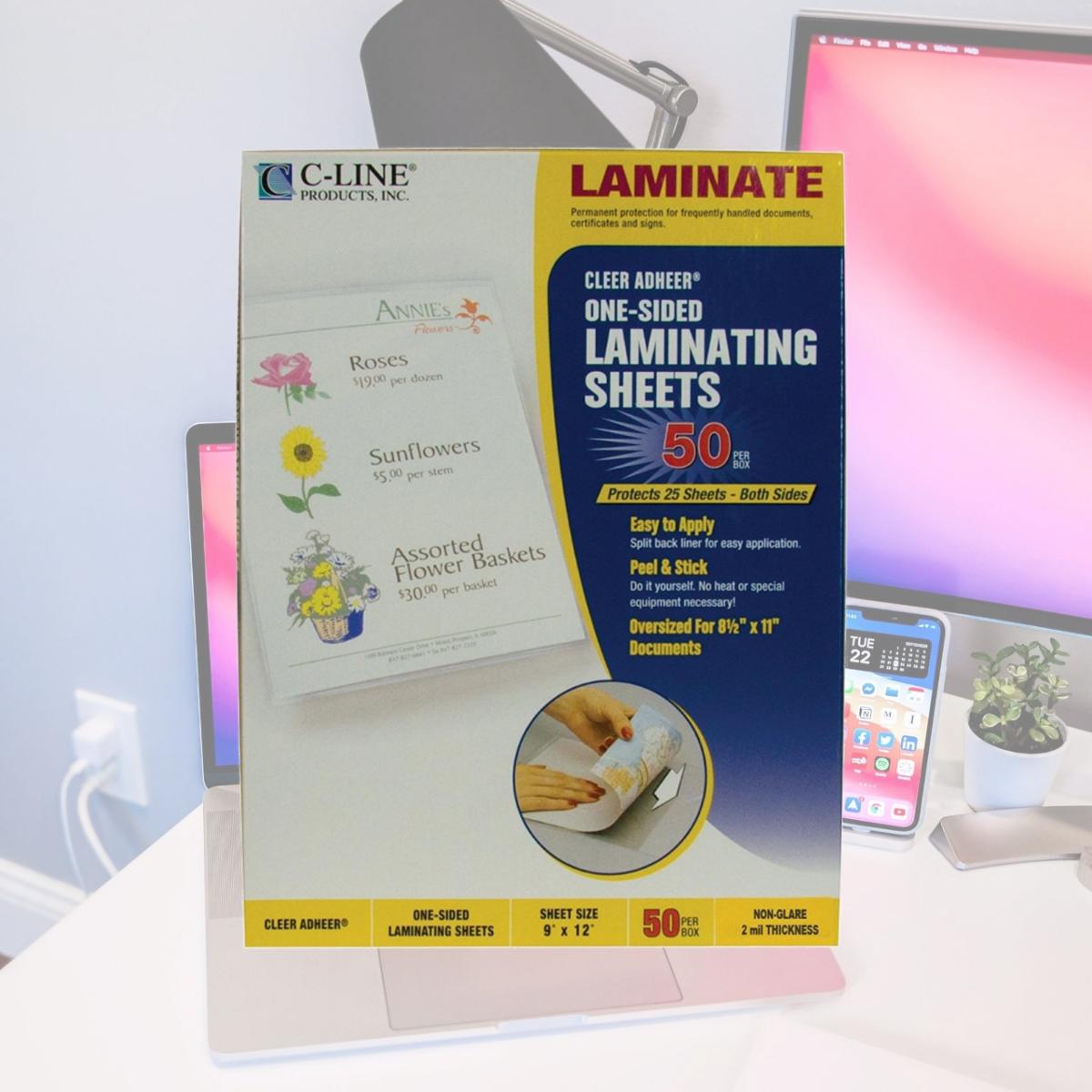Picture of C-Line Products 65004 Heavyweight Cleer Adheer Laminating Film Sheets, 9 x 12 in., 50 Per Box