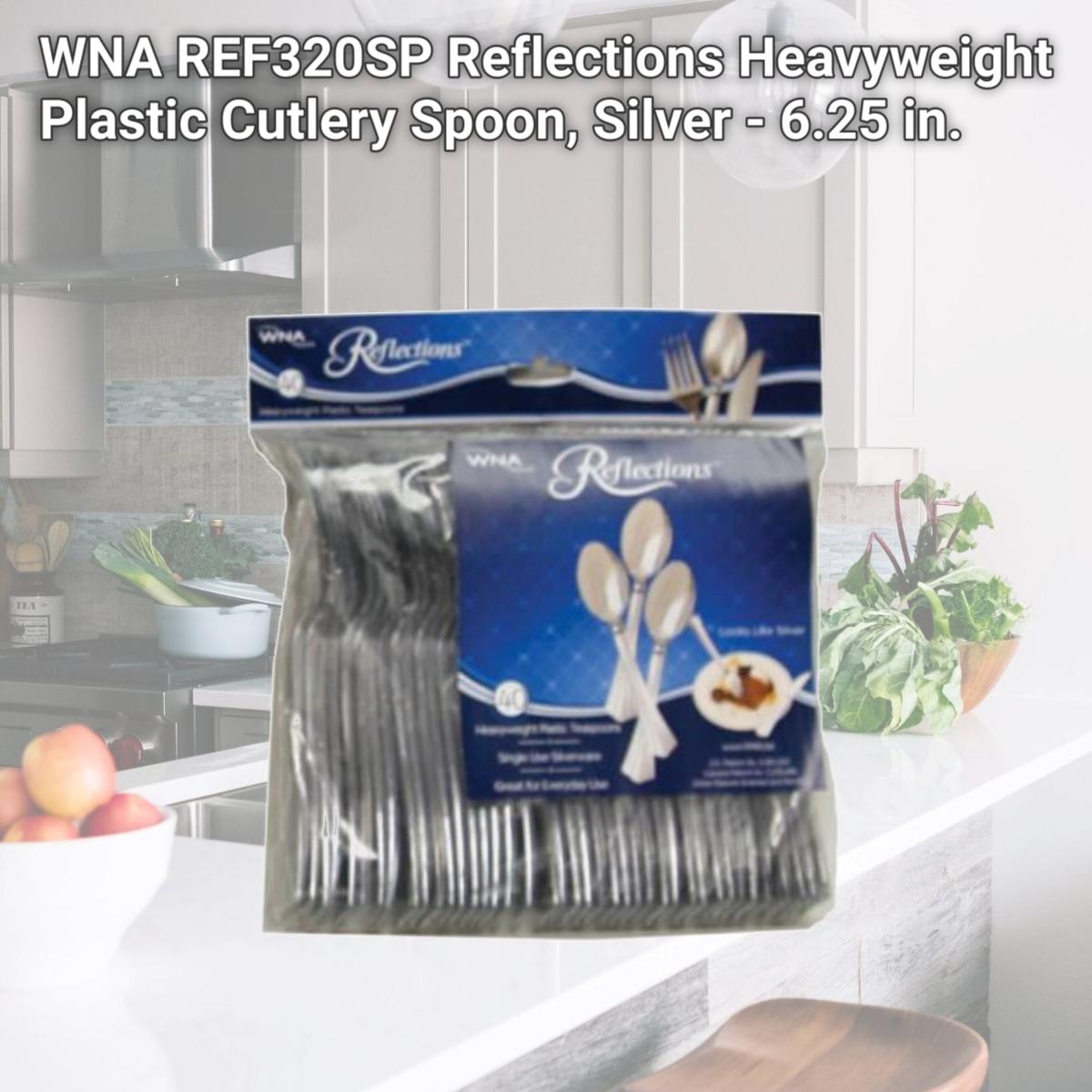 Picture of WNA REF320SP Reflections Heavyweight Plastic Cutlery Spoon, Silver - 6.25 in.