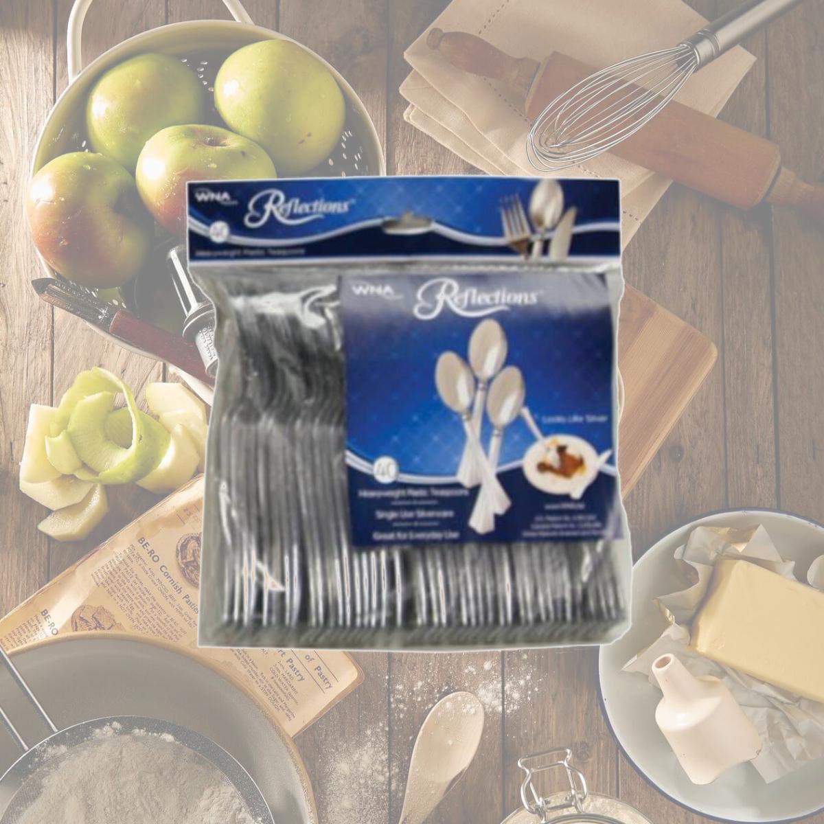 Picture of WNA REF320SP Reflections Heavyweight Plastic Cutlery Spoon, Silver - 6.25 in.