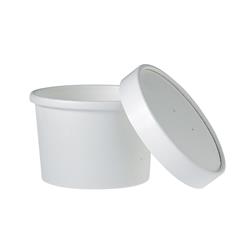 Khb8a-2050 Double-sided Polyethylene-coated Paper Food Container With Lid, White - 8 Oz.