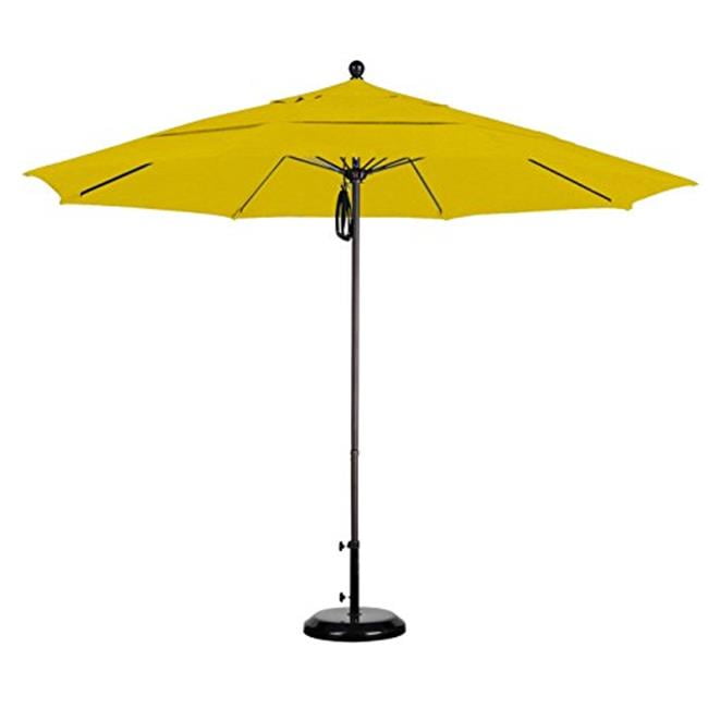 11 Ft. Fiberglass Double Wind Vent Market Umbrella Sunbrella Fabric, Sunflower Yellow