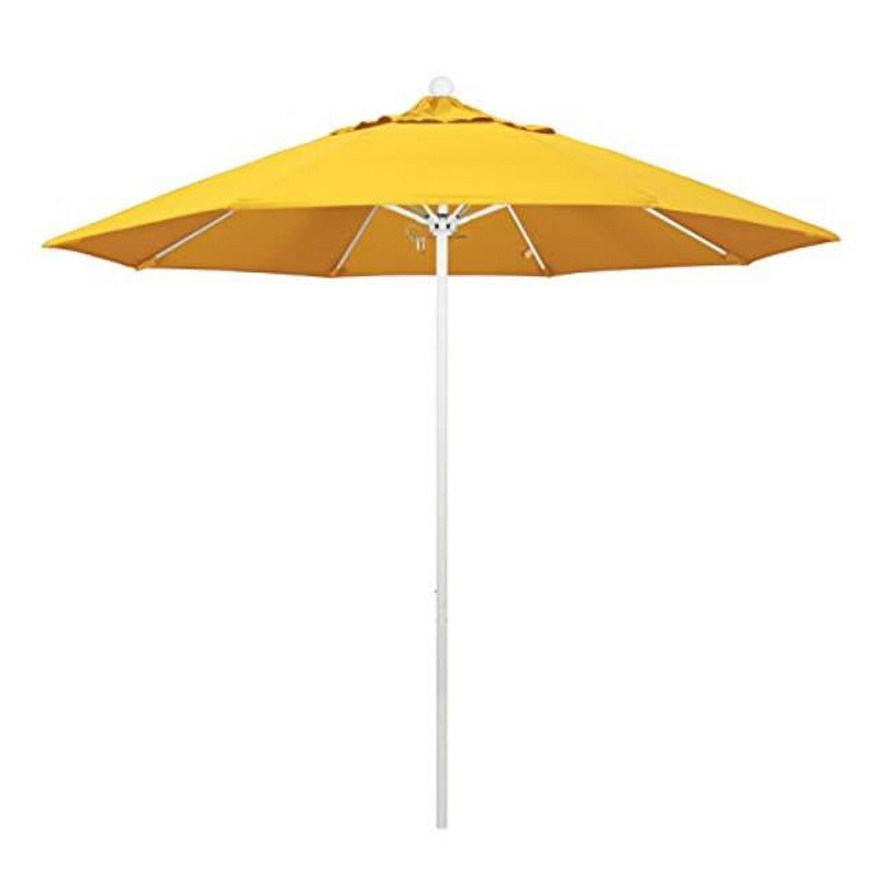 Alto908170-5457 9 Ft. Round Aluminum & Fiberglass Umbrella, Push Open & White Pole - Sunbrella Sunflower Yellow