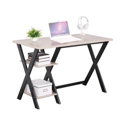 1759-dgx-of-5111 Home Office X-leg Table Top Writing Desk With 2 Shelves - Wood & Metal - 47.25 X 23.6 X 30 In.