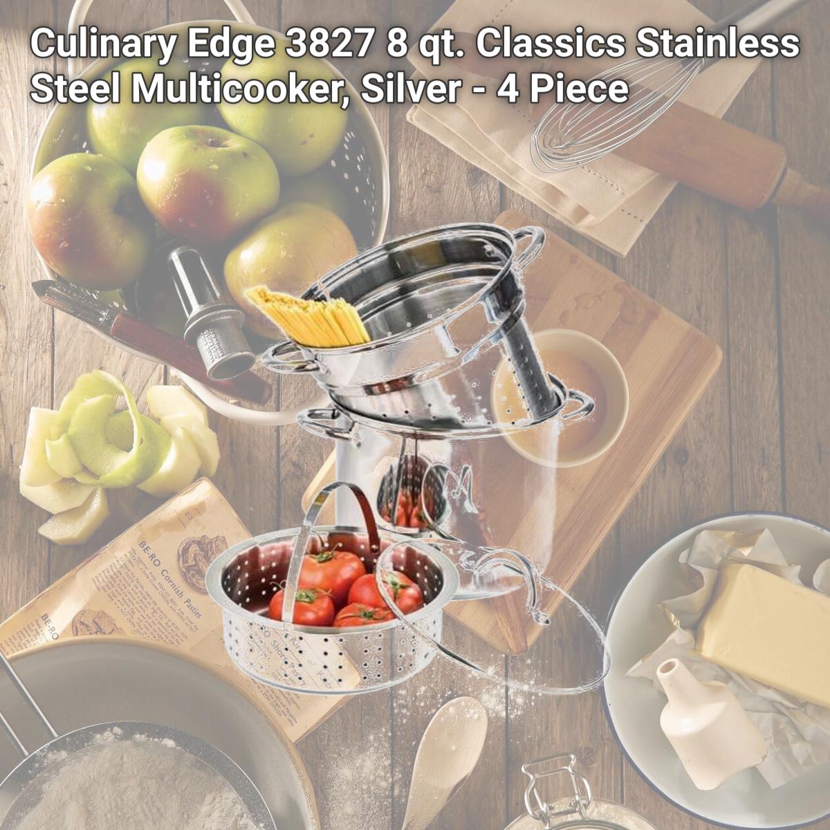 Picture of Culinary Edge 3827 8 qt. Classics Stainless Steel Multicooker, Silver - 4 Piece
