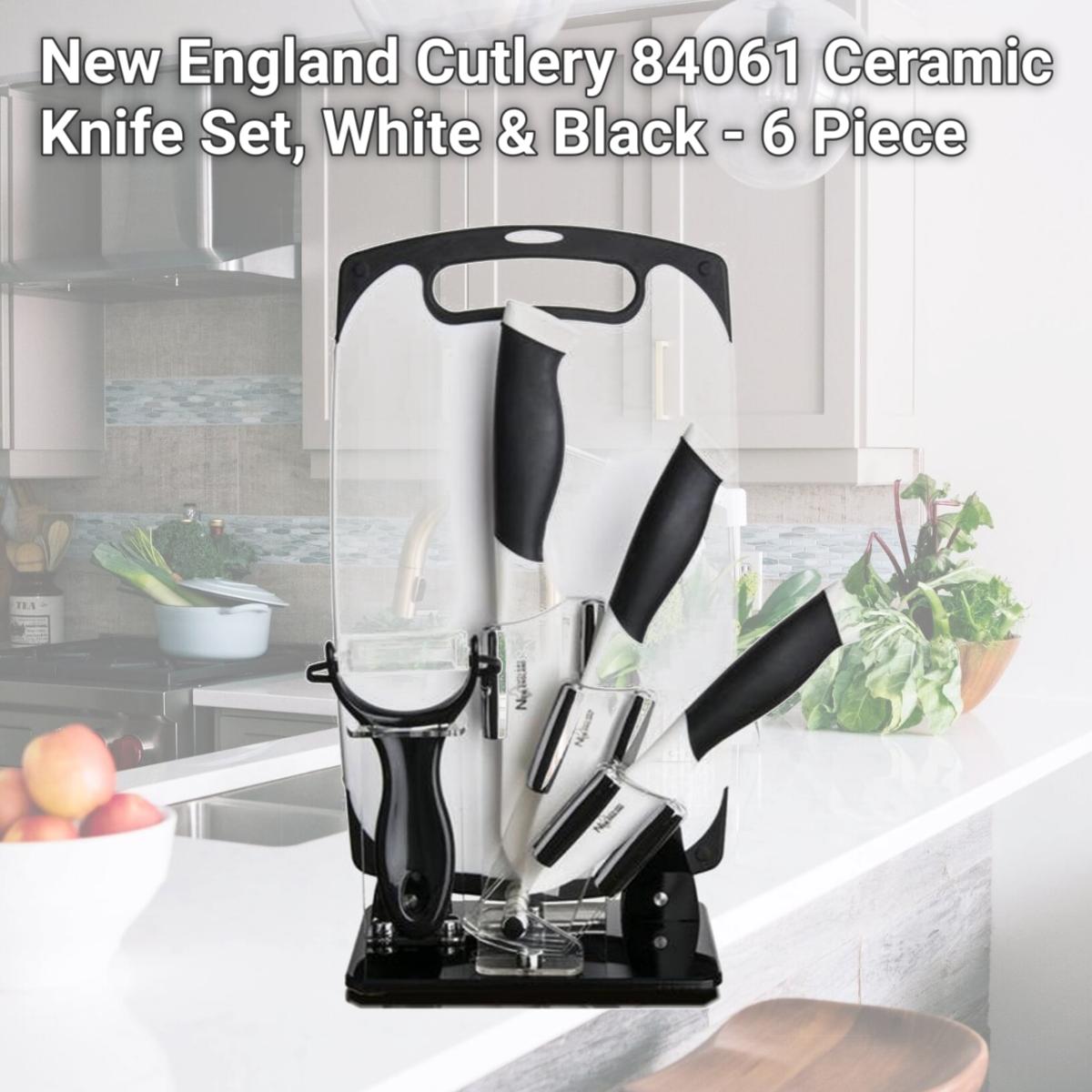 Picture of New England Cutlery 84061 Ceramic Knife Set, White & Black - 6 Piece