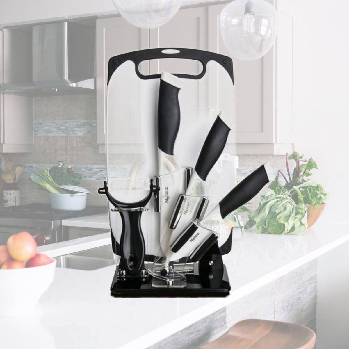 Picture of New England Cutlery 84061 Ceramic Knife Set, White & Black - 6 Piece