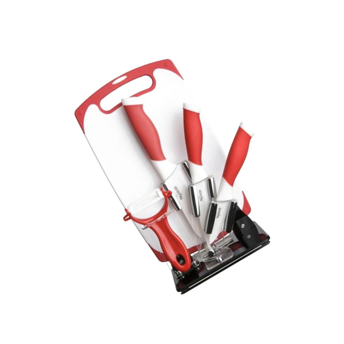 Picture of New England Cutlery 84065 Ceramic Knife Set, White & Red - 6 Piece
