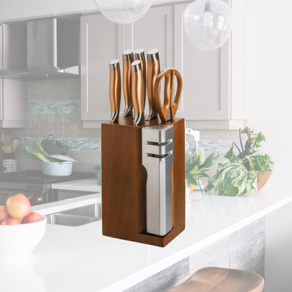 Picture of CULINARY EDGE 98831 NEW ENGLAND STAINLESS STEEL CUTLERY SET WITH DETACHABLE 2 STAGE KNIFE SHARPENER