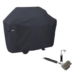 55-307-brush-ec Bbq Grill Cover With Coiled Grill Brush & Magnetic Led Light, Black - Large