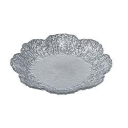 Classic Touch Cds519 6.25 In. Flower Shaped Plates Scalloped, Silver - Set Of 4