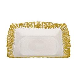 Classic Touch Cdp921 8.25 In. Square Plates With Gold Scalloped, Set Of 4