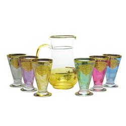 Classic Touch Cjwm665 5 X 3 In. Drinkware Set With Gold Artwork, Assorted Colors - 7 Pieces
